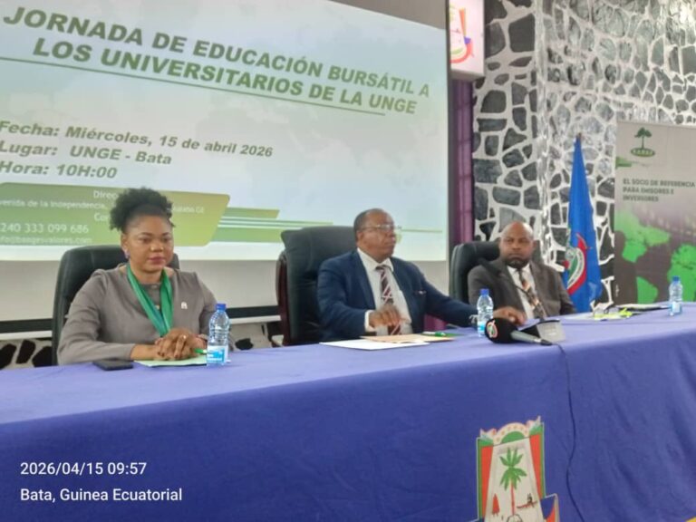 El programa de educación bursátil diseñado por el Banco Nacional de Guinea Ecuatorial ha llegado en el campus de la UNGE en Bata.